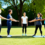 **

"A dedicated sports trainer, fully clothed in athletic wear, instructing a diverse group of people in a park setting. They are demonstrating proper form for a stretching exercise. The background features trees and a bright, sunny day. Safe for work, appropriate content, professional, modest, family-friendly, perfect anatomy, correct proportions, natural pose, well-formed hands, proper finger count, natural body proportions, professional photography, high quality."

**