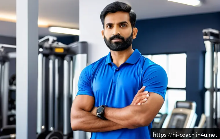 스포츠지도사 자격증 시험 일정과 준비물 - A focused Indian male sports trainer in his mid-30s wearing professional sportswear and a whistle ar...