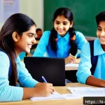 Home 21 스포츠지도사 실기시험 비용 절약 팁 - A group of young Indian students sitting together in a modern classroom, eagerly filling out exam re...